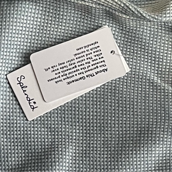 Splendid shorts tie waist thermal waffle mineral wash raw hem blue size XS - Picture 8 of 12